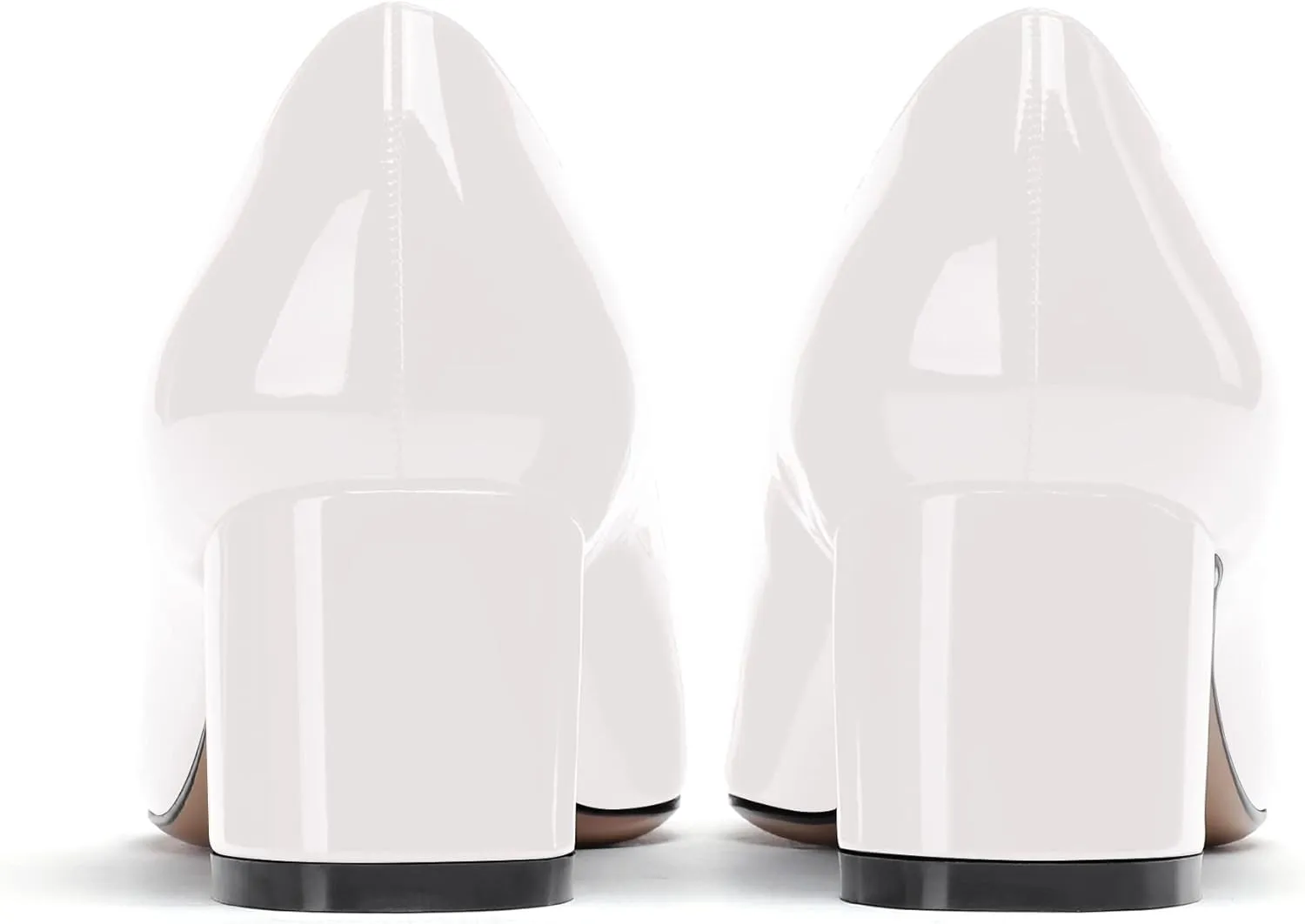 WAYDERNS Women's Pointed Toe Patent Leather Slip On Chunky Low Heel Pumps Office Work Dress Court Shoes 2 Inch