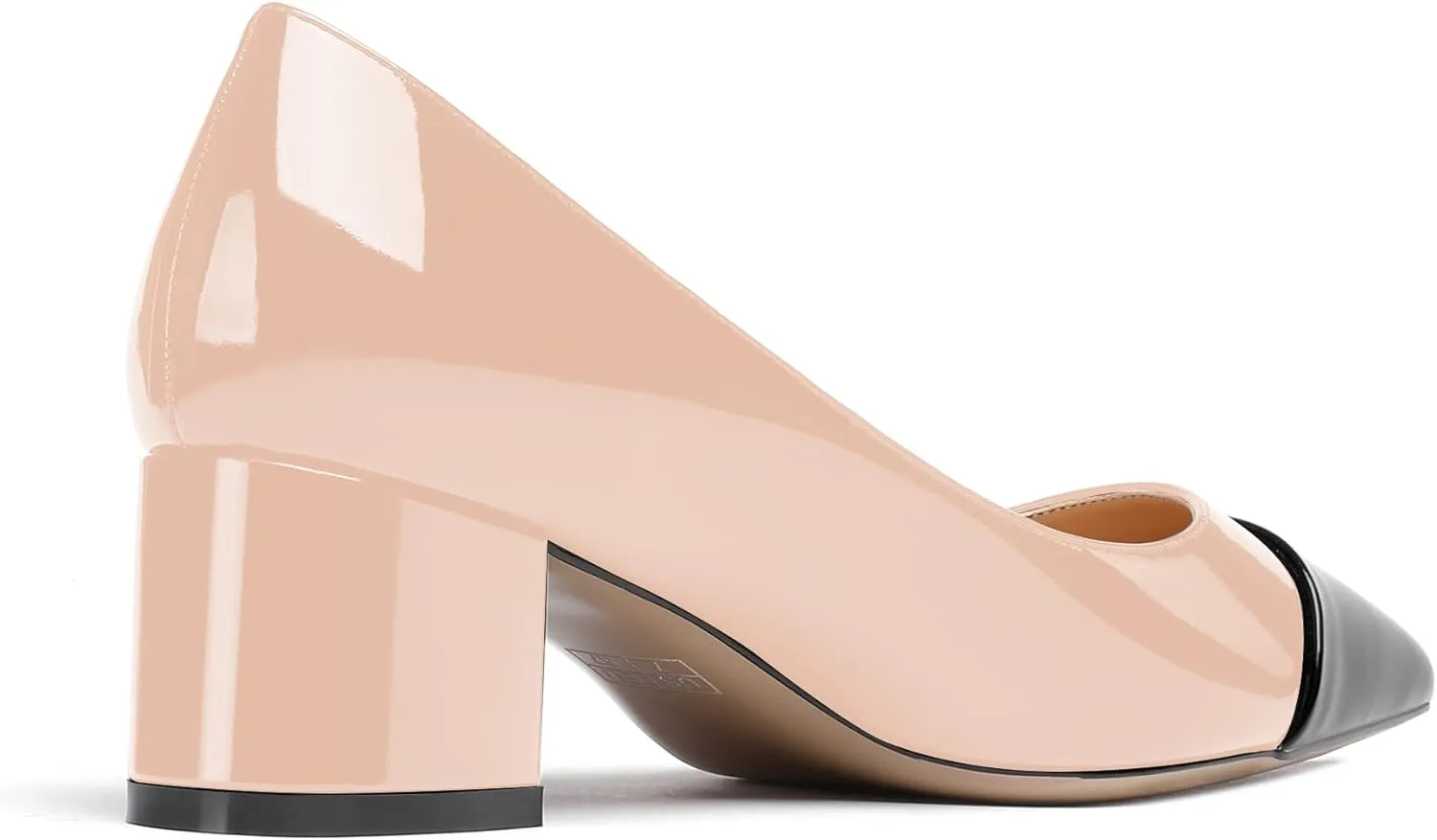 WAYDERNS Women's Pointed Toe Patent Leather Slip On Chunky Low Heel Pumps Office Work Dress Court Shoes 2 Inch