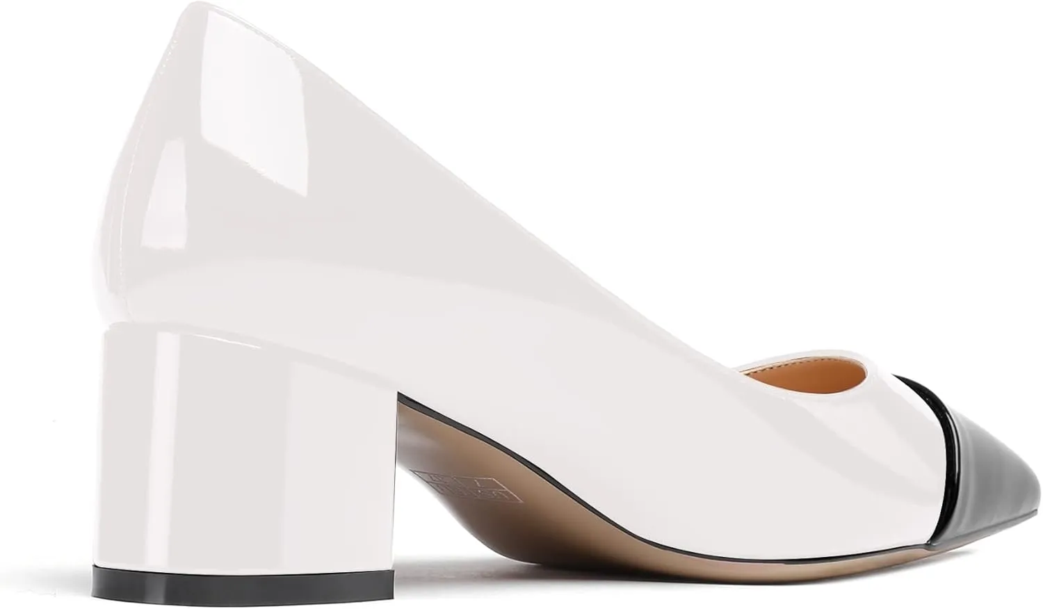 WAYDERNS Women's Pointed Toe Patent Leather Slip On Chunky Low Heel Pumps Office Work Dress Court Shoes 2 Inch