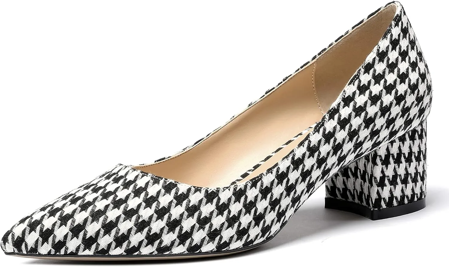 WAYDERNS Women's Pointed Toe Patent Leather Slip On Chunky Low Heel Pumps Office Work Dress Court Shoes 2 Inch