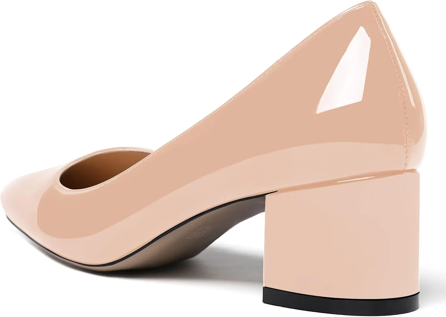 WAYDERNS Women's Pointed Toe Patent Leather Slip On Chunky Low Heel Pumps Office Work Dress Court Shoes 2 Inch