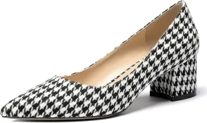 WAYDERNS Women's Pointed Toe Patent Leather Slip On Chunky Low Heel Pumps Office Work Dress Court Shoes 2 Inch