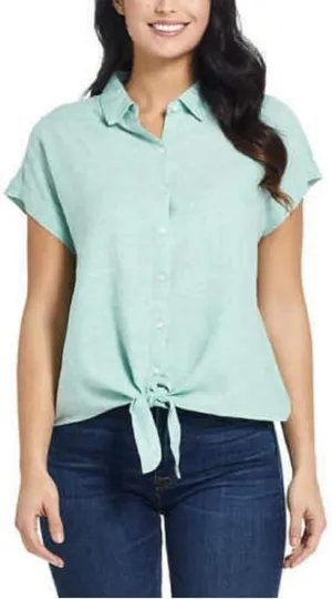 Weatherproof Vintage Ladies' Tie Front Top