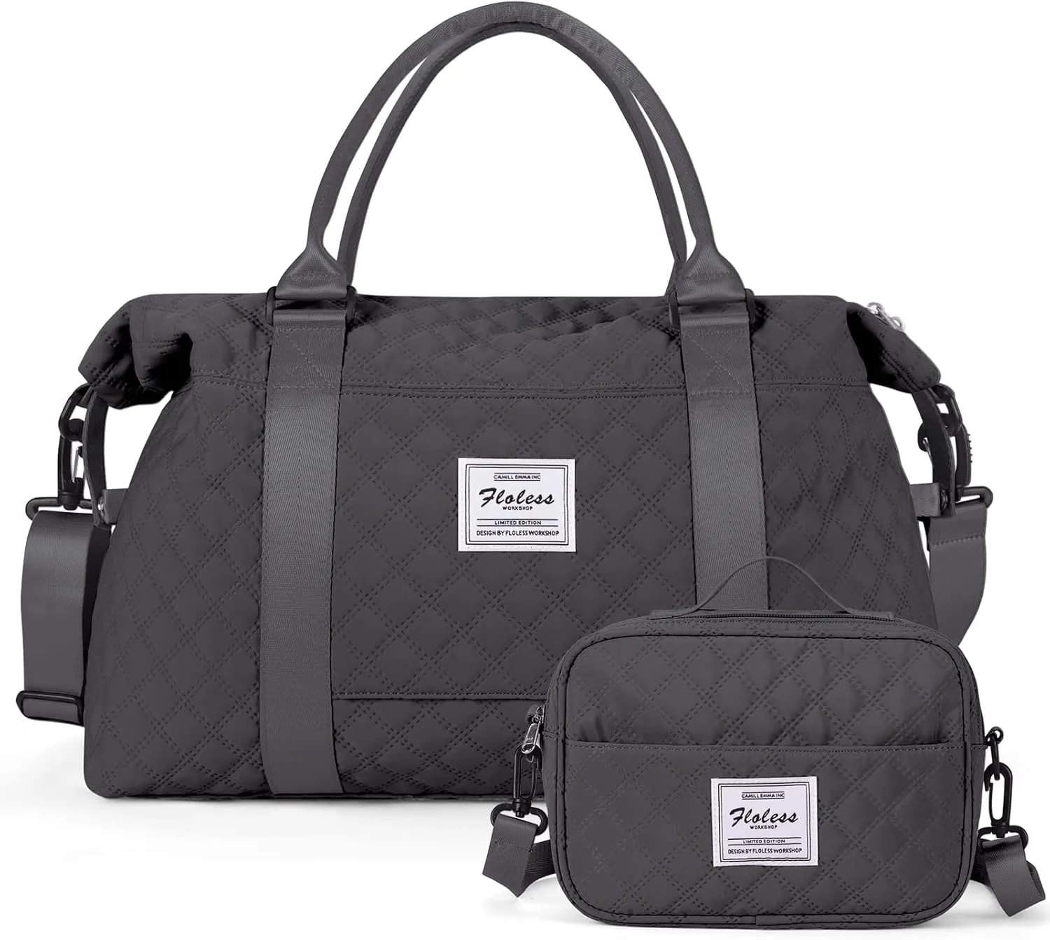 Weekender Bags for Women, Travel Duffel Overnight Carry on Bag with Toiletry Bag&Wet Pocket,Dark Grey