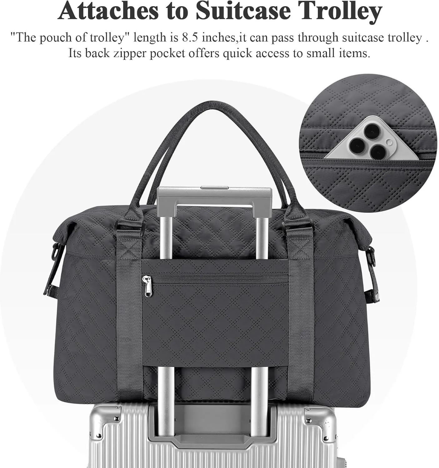 Weekender Bags for Women, Travel Duffel Overnight Carry on Bag with Toiletry Bag&Wet Pocket,Dark Grey