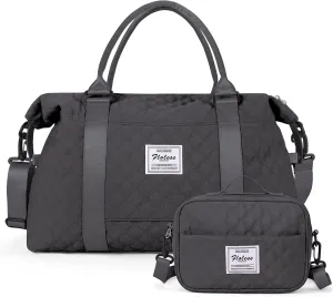 Weekender Bags for Women, Travel Duffel Overnight Carry on Bag with Toiletry Bag&Wet Pocket,Dark Grey