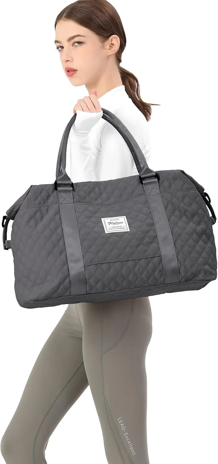 Weekender Bags for Women, Travel Duffel Overnight Carry on Bag with Toiletry Bag&Wet Pocket,Dark Grey
