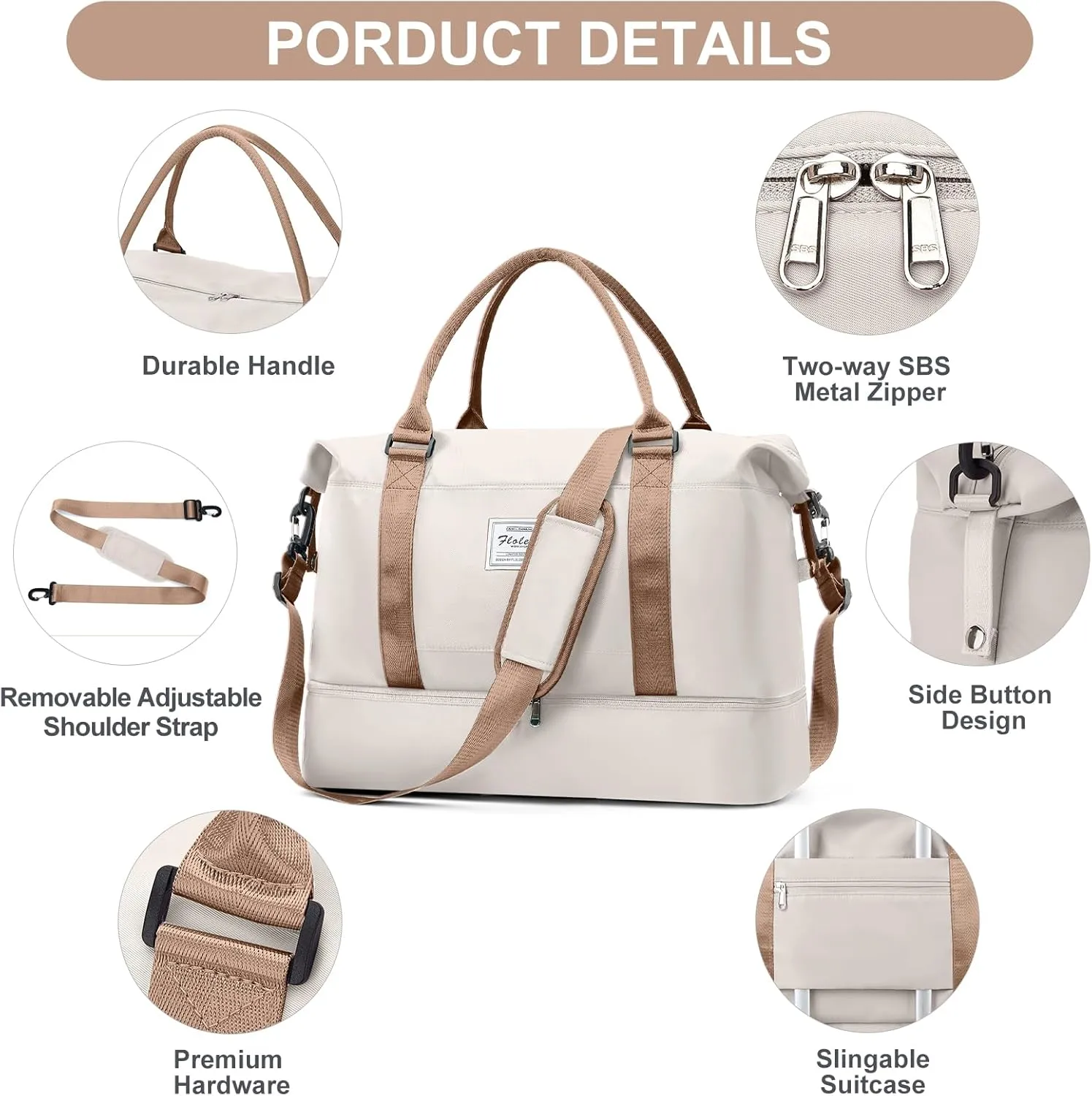 Weekender Bags for Women,Travel Duffle Overnight Bag with Shoe Compartment,Personal Item Carry On Bag,Gym Bag,3 Pcs Set