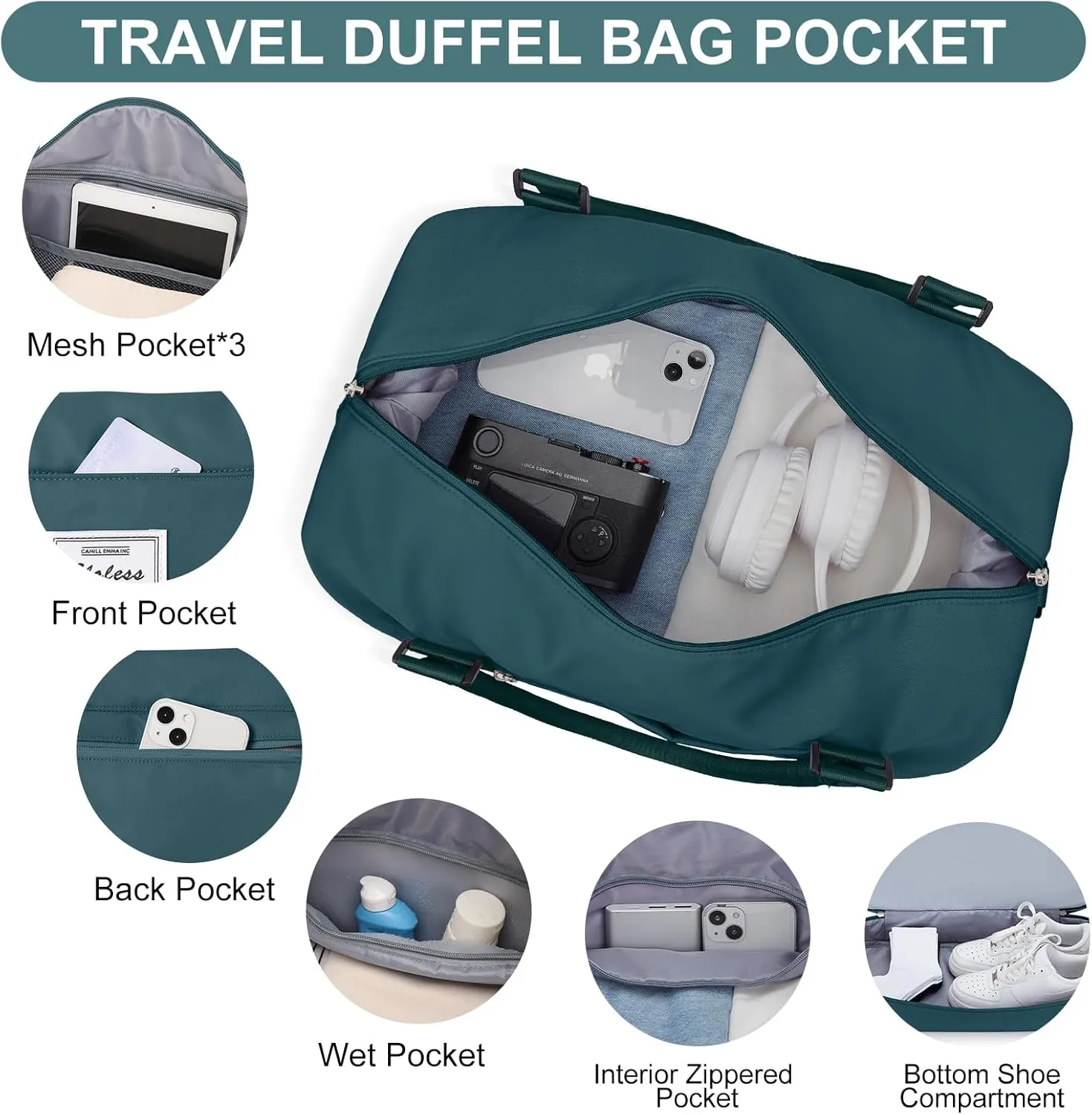 Weekender Bags for Women,Travel Duffle Overnight Bag with Shoe Compartment,Personal Item Carry On Bag,Gym Bag,3 Pcs Set