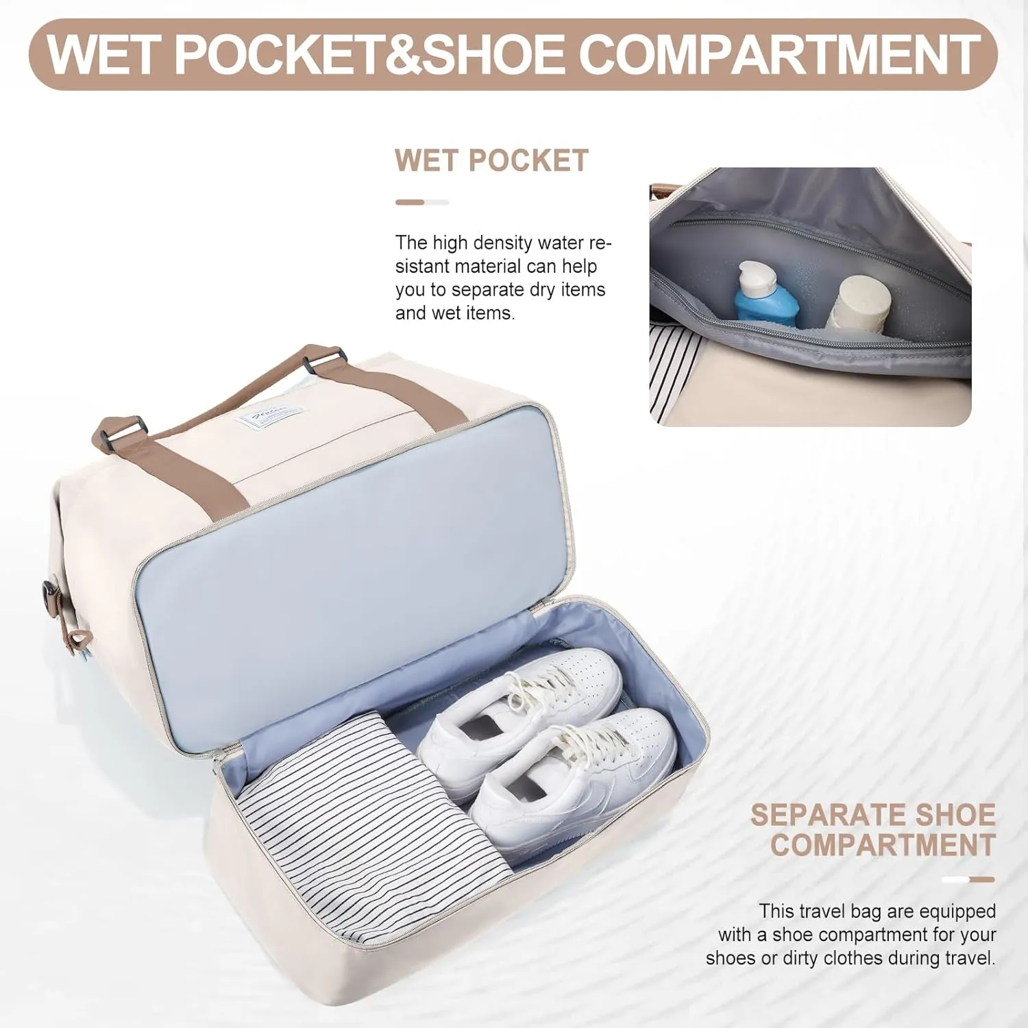Weekender Bags for Women,Travel Duffle Overnight Bag with Shoe Compartment,Personal Item Carry On Bag,Gym Bag,3 Pcs Set