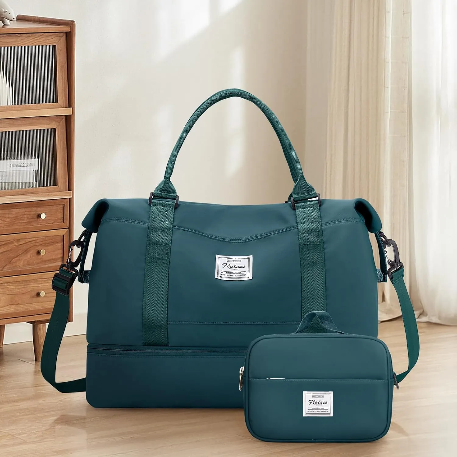 Weekender Bags for Women,Travel Duffle Overnight Bag with Shoe Compartment,Personal Item Carry On Bag,Gym Bag,3 Pcs Set