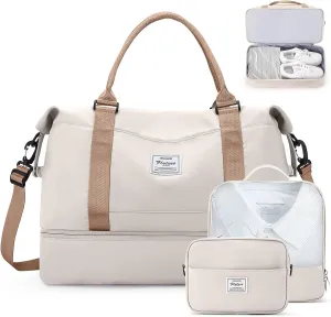 Weekender Bags for Women,Travel Duffle Overnight Bag with Shoe Compartment,Personal Item Carry On Bag,Gym Bag,3 Pcs Set