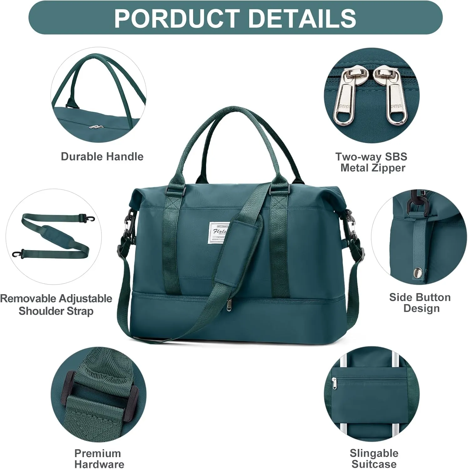 Weekender Bags for Women,Travel Duffle Overnight Bag with Shoe Compartment,Personal Item Carry On Bag,Gym Bag,3 Pcs Set