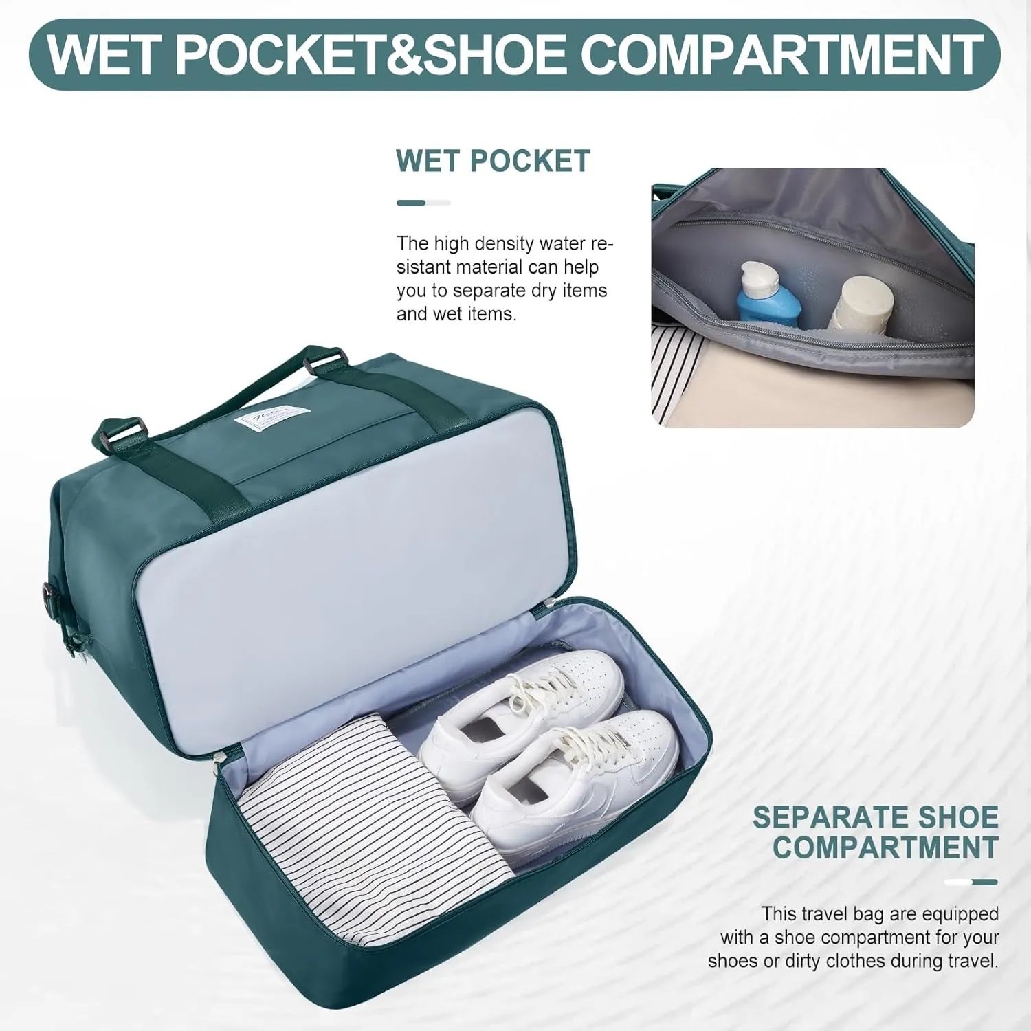 Weekender Bags for Women,Travel Duffle Overnight Bag with Shoe Compartment,Personal Item Carry On Bag,Gym Bag,3 Pcs Set