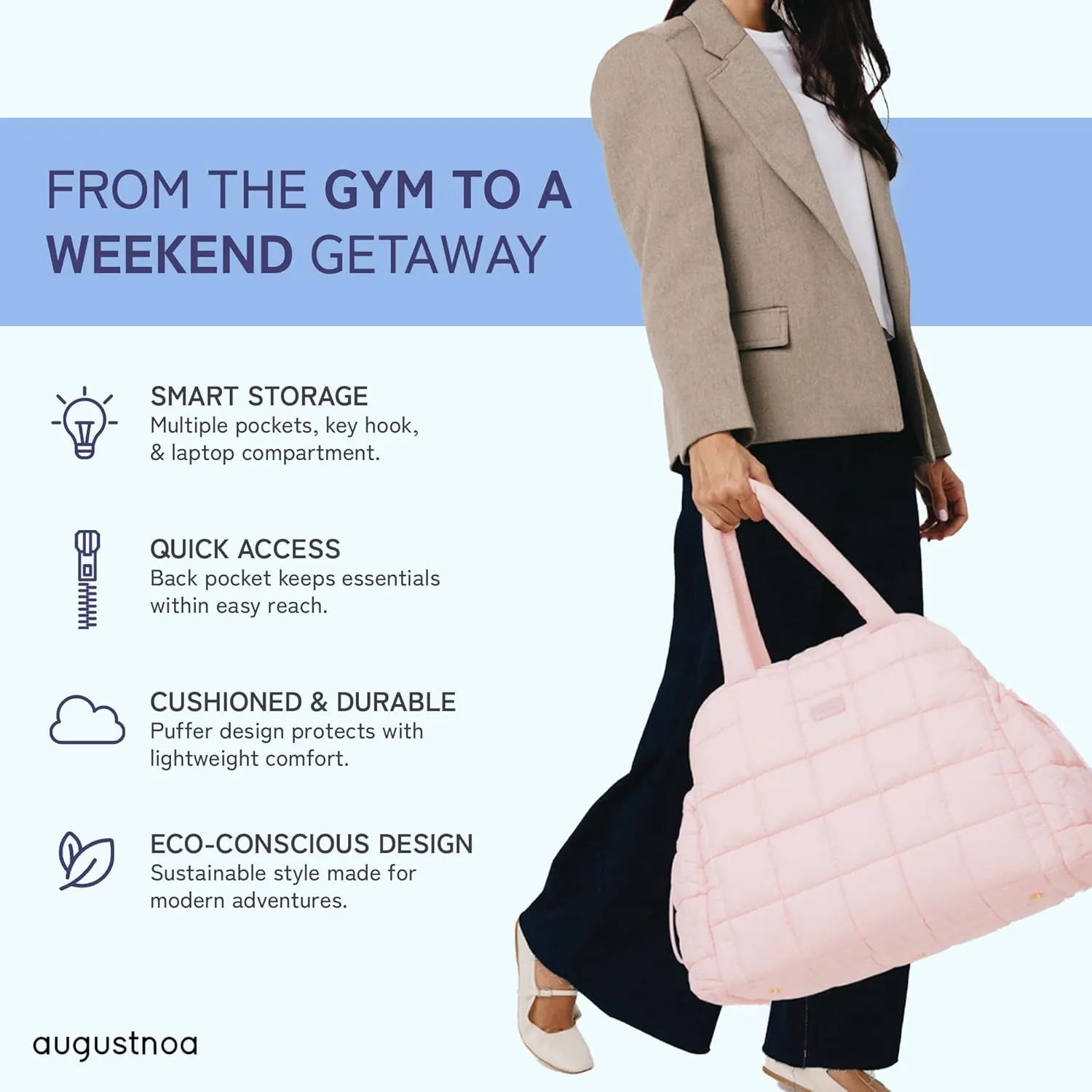 Weekender Duffle Bag | Travel Bag with Laptop Compartment, Detachable Pouch, Side Pockets | Cushioned Design, Adjustable Strap | Ideal for Gym, Weekend Trips & Daily Use
