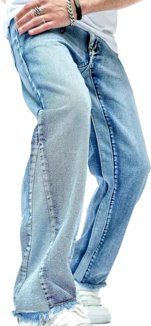 WEIBUMAOYI Men's Wide-Leg Jeans Straight Leg Carpenter Denim Pants Loose fit Trousers