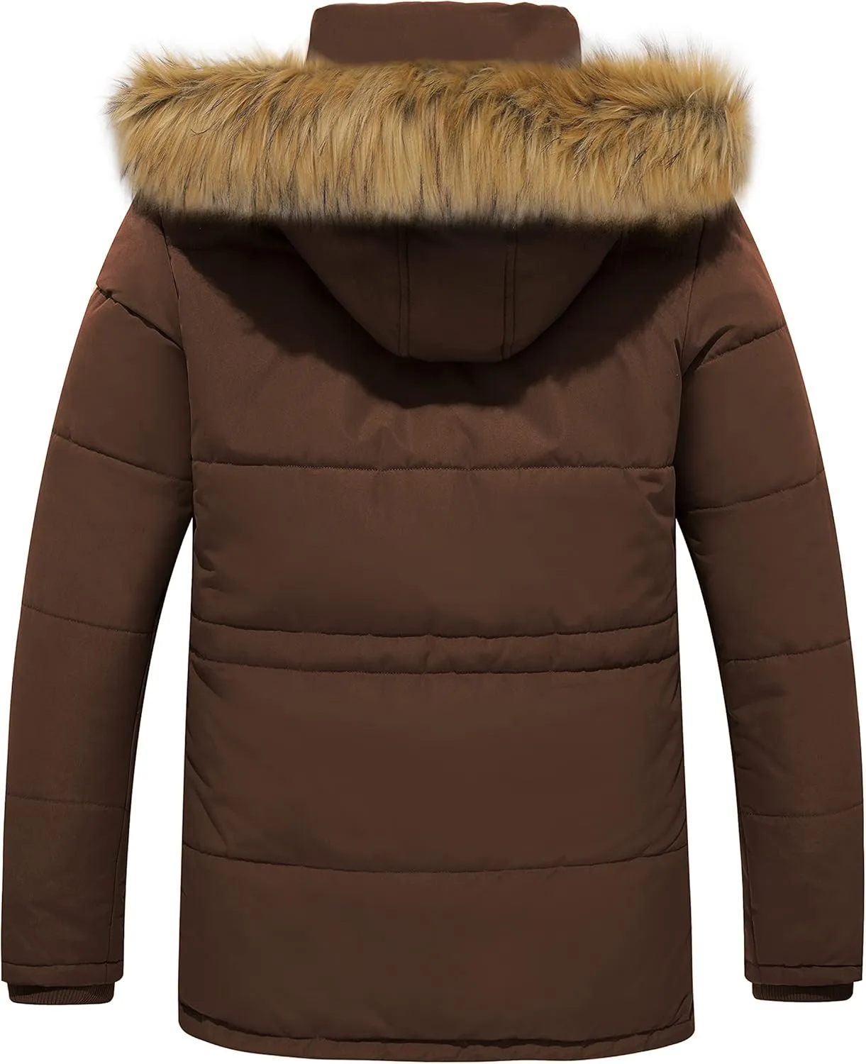 WenVen Men's Winter Coat Warm Parka Jacket with Faux Fur Removable Hood