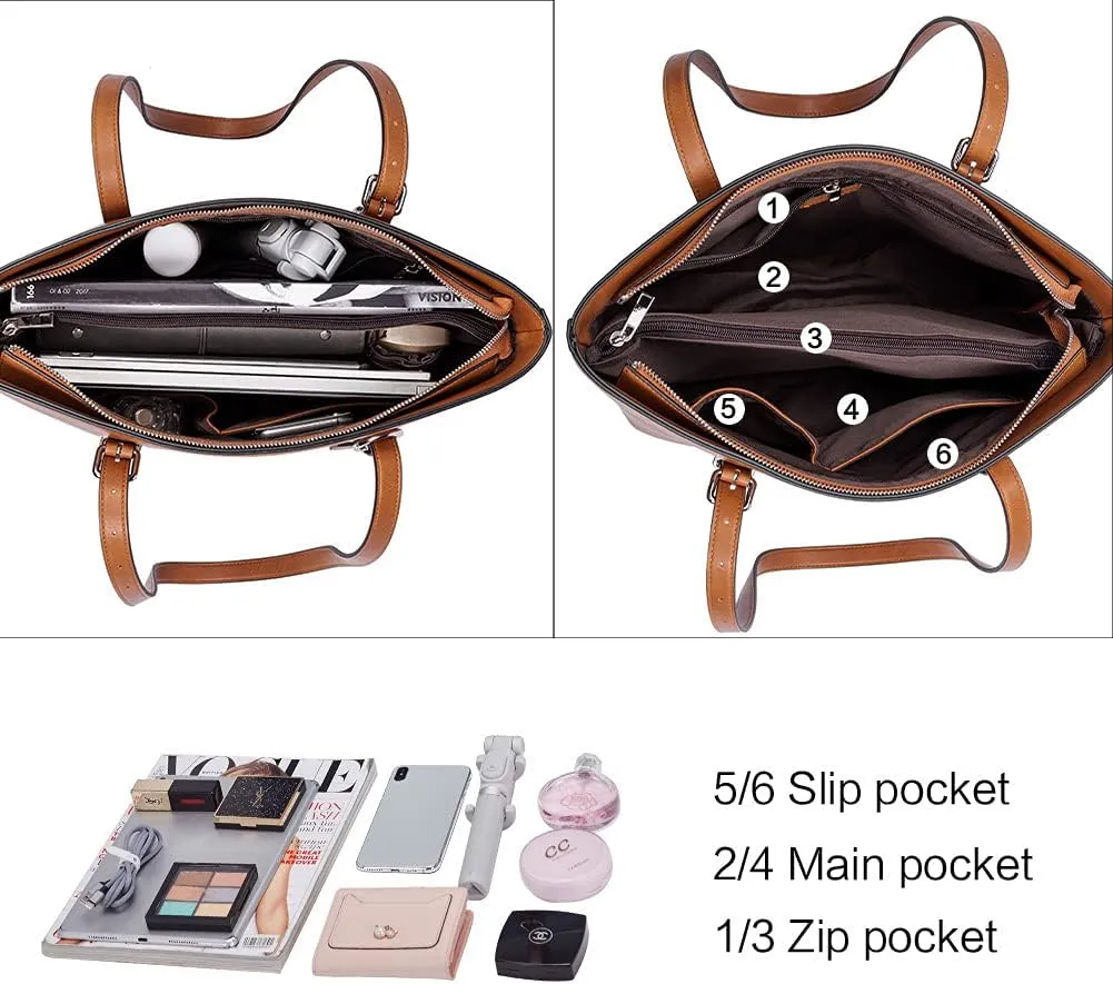 WESTBRONCO Vegan Leather Purses and Handbags For Women,Travel Tote bag Large Shoulder Bag with zipper