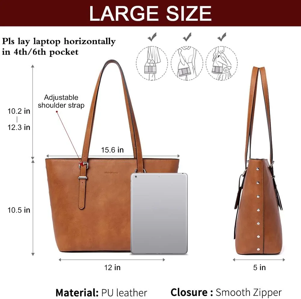 WESTBRONCO Vegan Leather Purses and Handbags For Women,Travel Tote bag Large Shoulder Bag with zipper