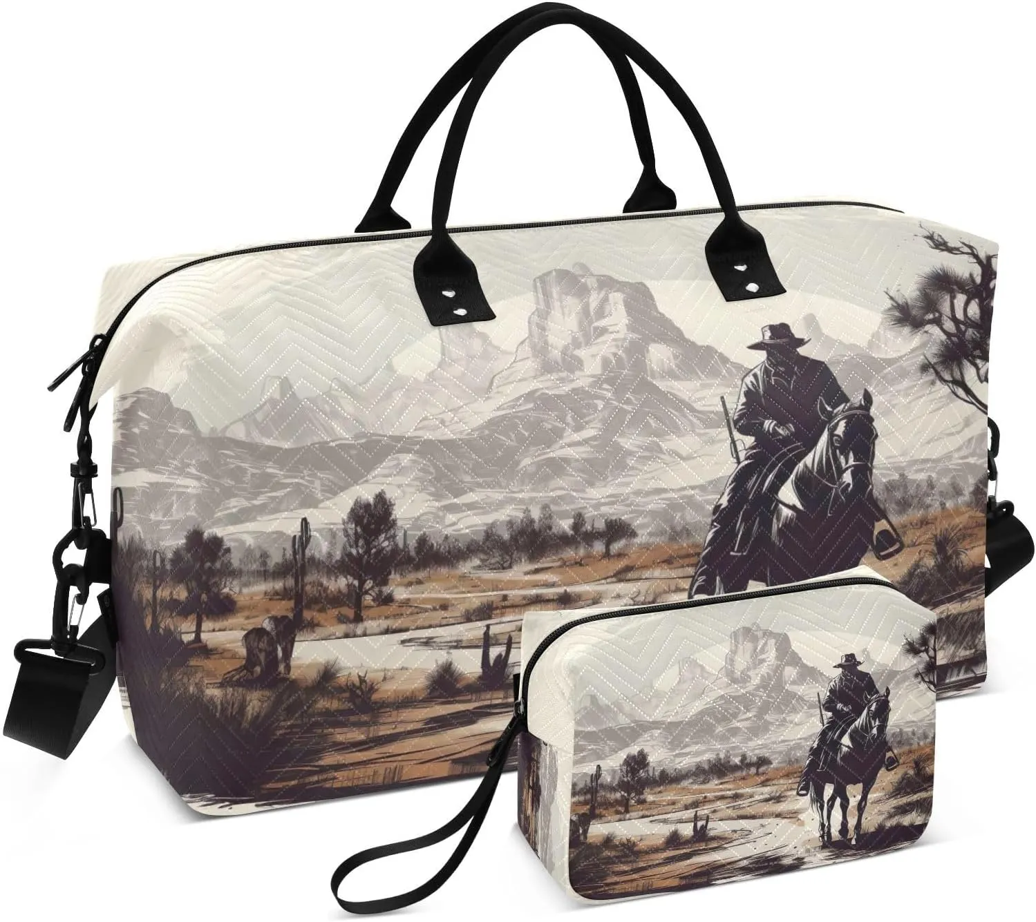 Western Cowboy Sports Gym Bag for Women Men Travel Duffel Bag Weekend Overnight Carry on Bag with Toiletry Bag Air Travel Bag for Workout Swimming Yoga Plane Hospital