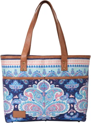 Western Style Upcycled Recycled Vintage Shoulder Bag with Laptop Compartment and Vegan Leather
