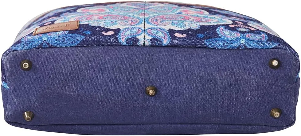 Western Style Upcycled Recycled Vintage Shoulder Bag with Laptop Compartment and Vegan Leather