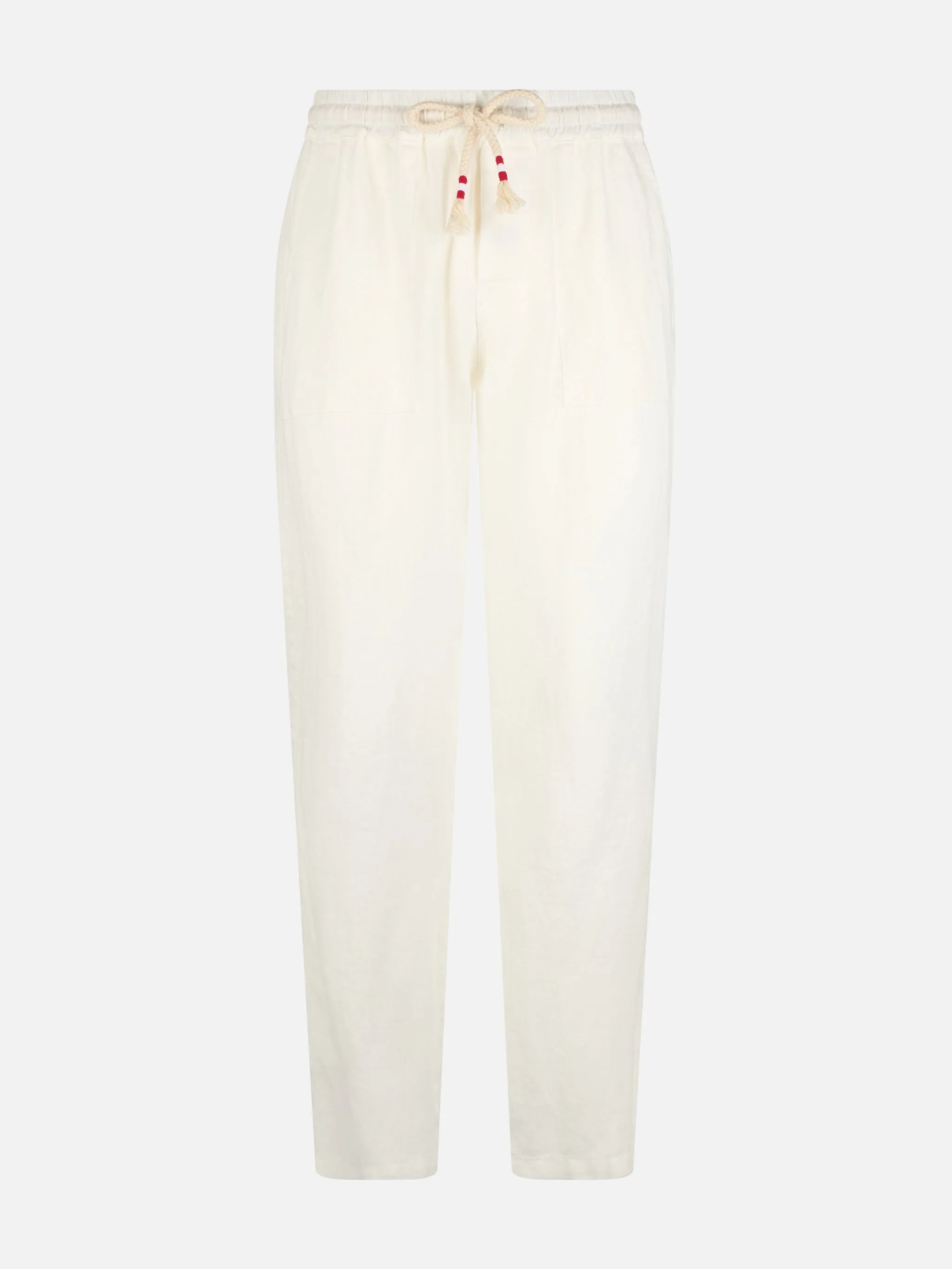White linen pants Calais with drawstring