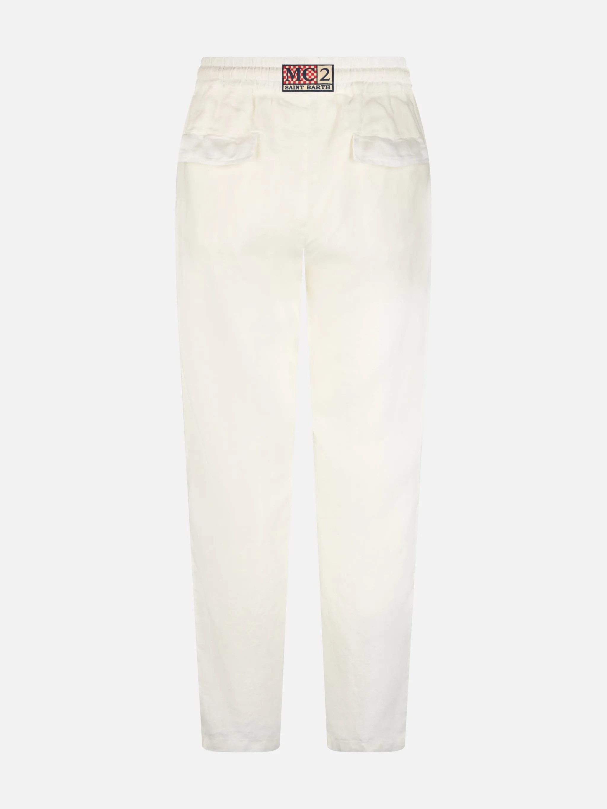 White linen pants Calais with drawstring