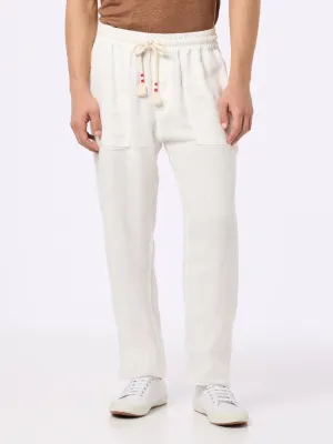 White linen pants Calais with drawstring