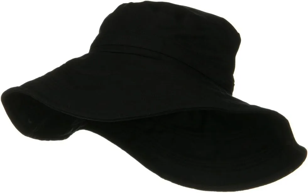 Wide Brim Ladies Linen Hat - Black OSFM