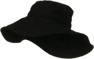 Wide Brim Ladies Linen Hat - Black OSFM