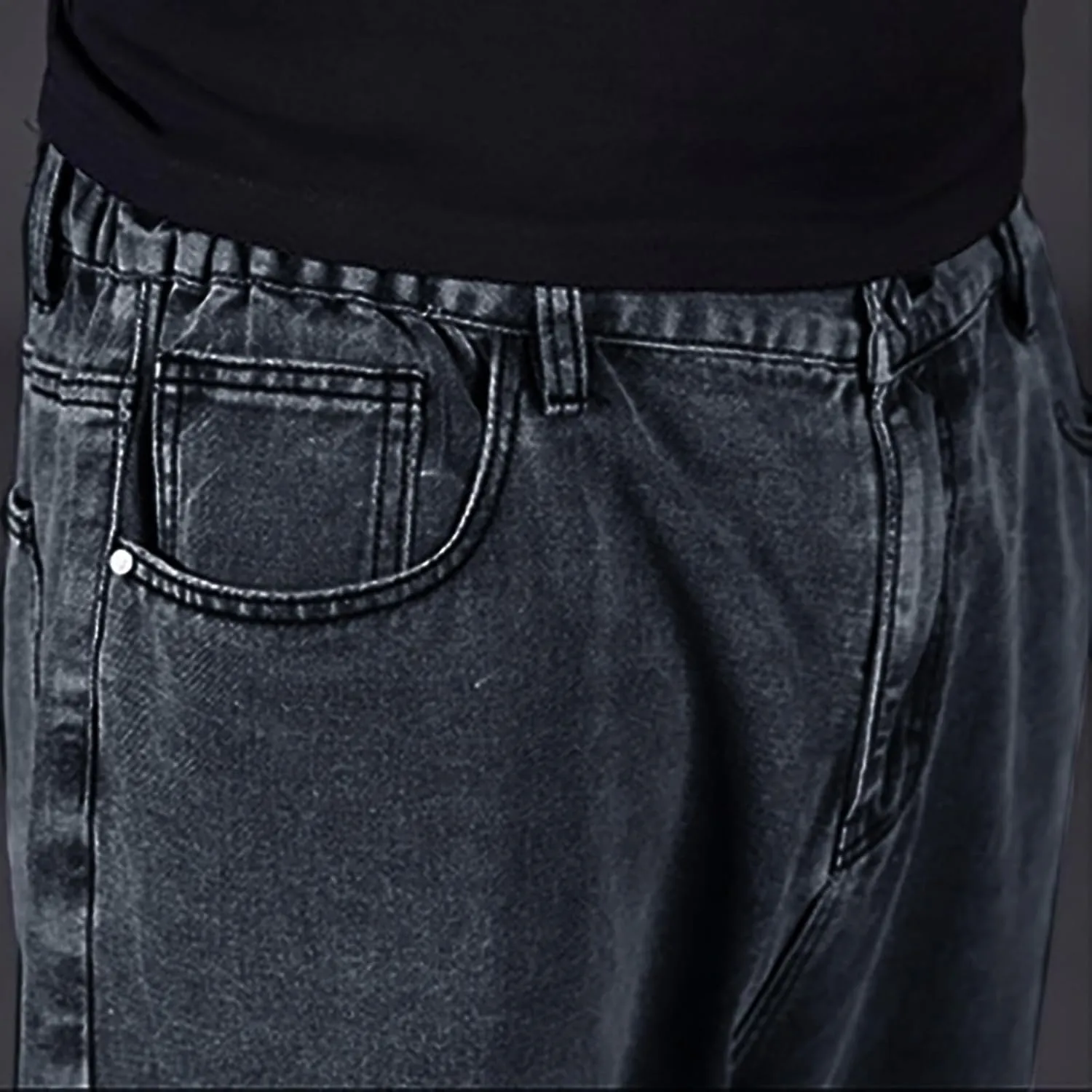 Wide Leg Streetwear Jeans for Men Joggers Loose Baggy Hip Hop Denim Pants Stylish Vintage Baggy Elastic Waist Jeans