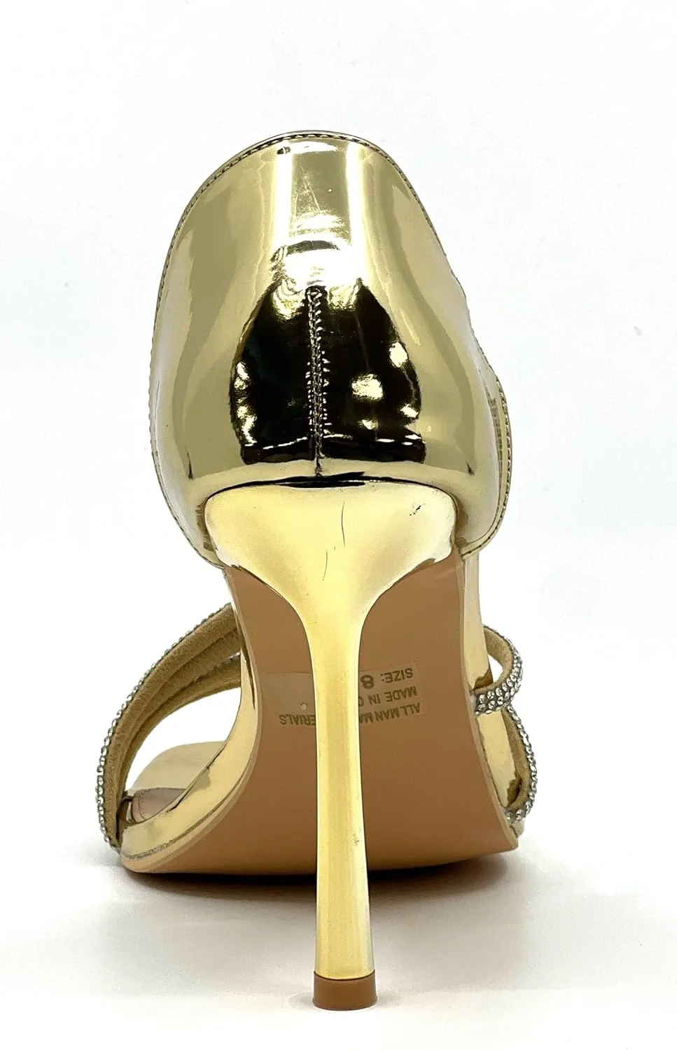 Wild Diva Women's Square Toe Heel Rhinestone Strap Stiletto High Heels Sandals