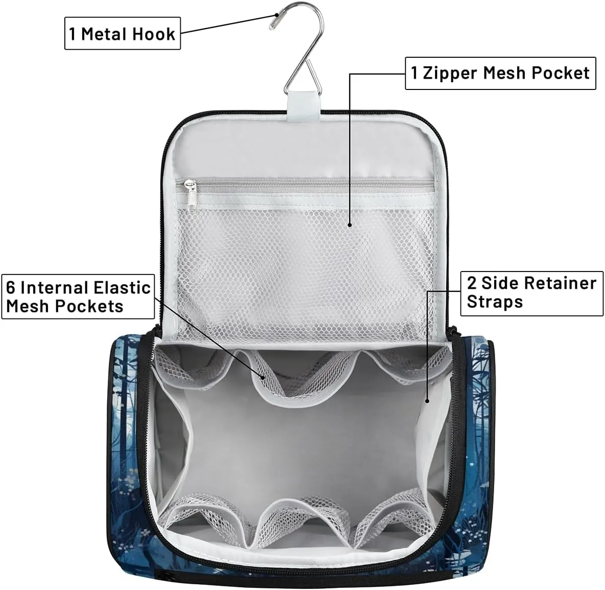 Wildlife Elk Deer Travel Toiletry Bag for Men and Women, Large Hanging Makeup Bag Organizer Toiletries Bag for Travel, Cosmetic Bag with Handle