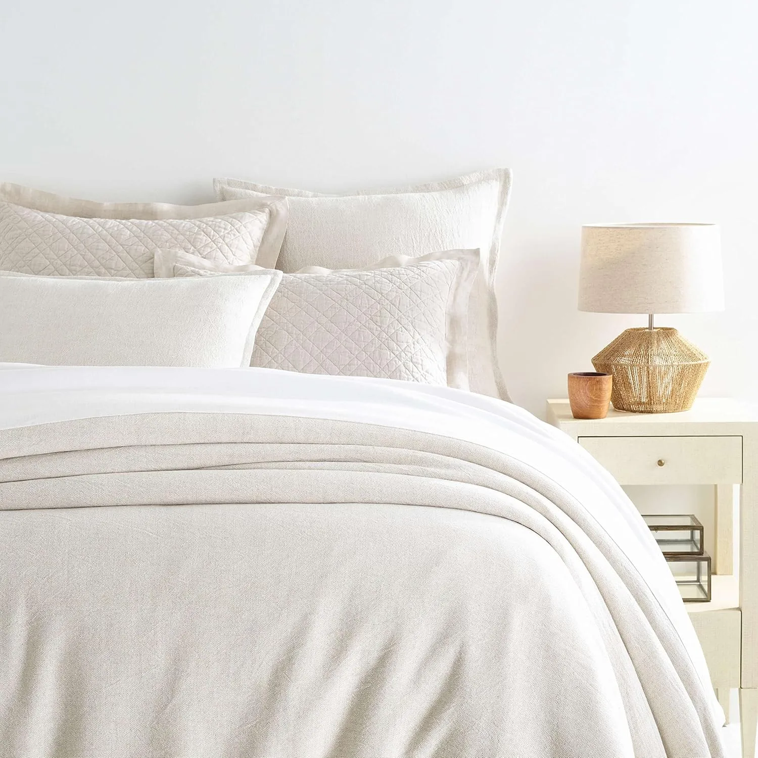 Wilton Natural Duvet Cover, Twin Size, Neutral Solid Pattern