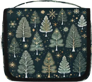 Winter Tree Christmas Hanging Travel Toiletry Bag Kit Makeup Case Cosmetics Organizer Toiletry Bag for Women Make up Accessories Shampoo Body Cream Brushes Set