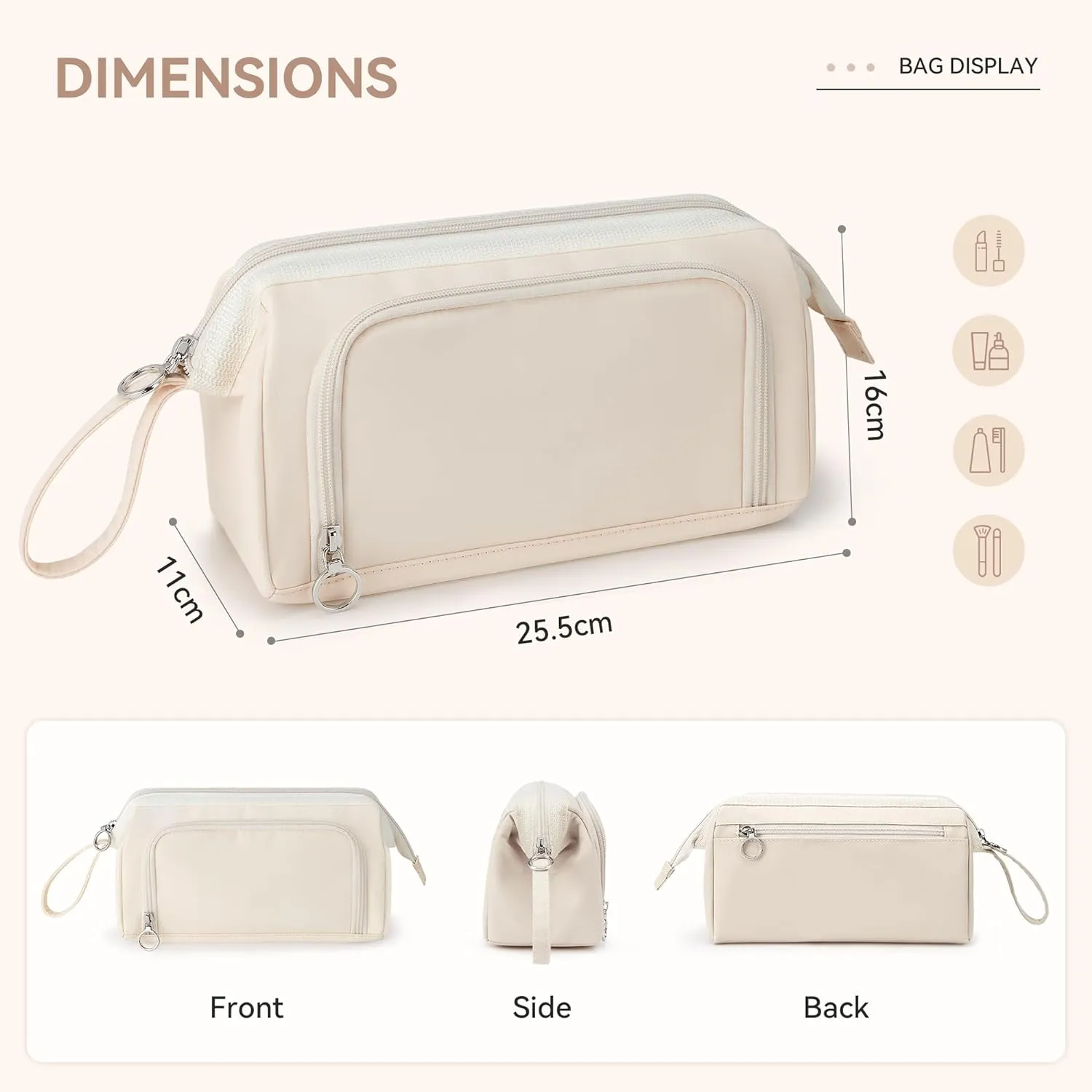 WLLWOO WLLWOO Large Portable Waterproof Toiletry Bag Travel Makeup Bag for Women Purse, Nylon Wide-open Cosmetic Bag Make Up Organizer For Toiletries Accessories Brushes