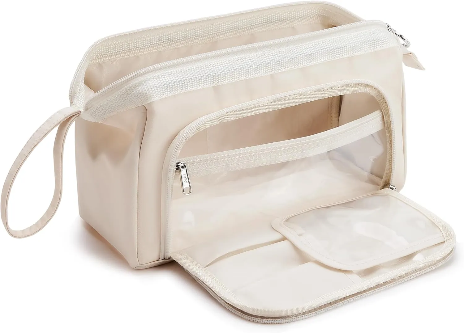 WLLWOO WLLWOO Large Portable Waterproof Toiletry Bag Travel Makeup Bag for Women Purse, Nylon Wide-open Cosmetic Bag Make Up Organizer For Toiletries Accessories Brushes