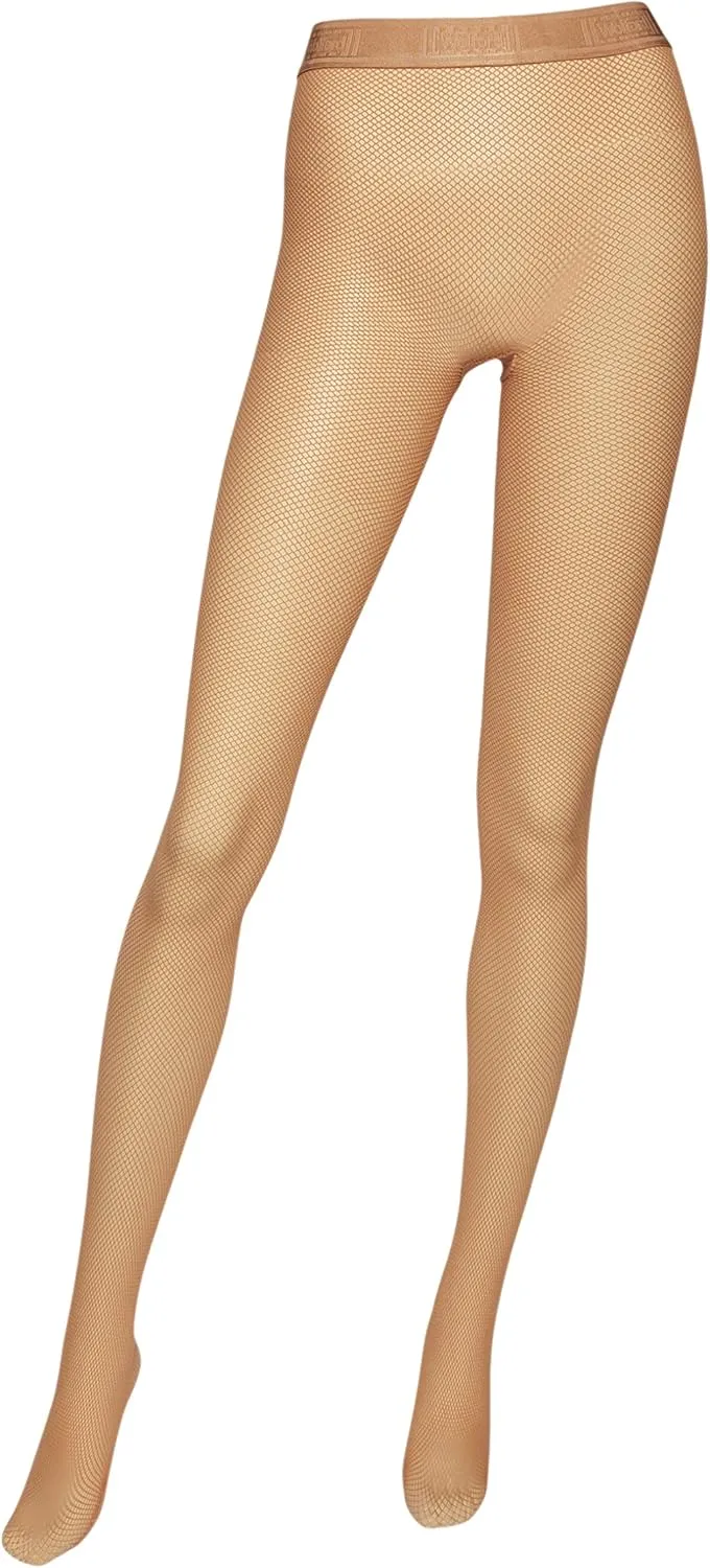 Wolford Twenties Econyl Tights For Women Sustainable Small Fishnet Pantyhose with Elastic Logo Waistband