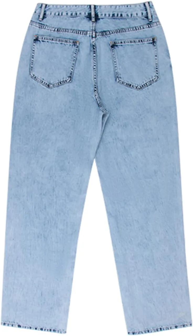 Women Baggy Y2K Jeans Vintage Low Waisted Straight Leg Denim Pants E-Girl Streetwear Clubwear