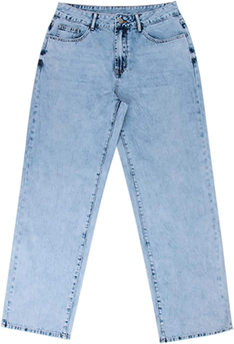 Women Baggy Y2K Jeans Vintage Low Waisted Straight Leg Denim Pants E-Girl Streetwear Clubwear