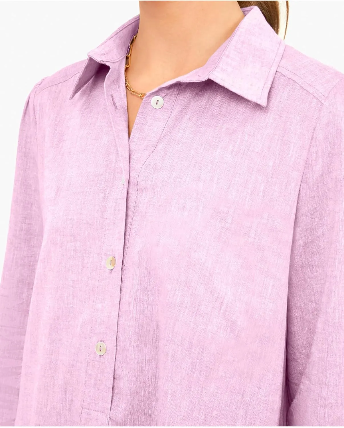 Women Button Down Dress Casual 3/4 Puff Sleeve Cotton Linen Dress Flowy Ruffle Hem Tunic Shirt Dresses