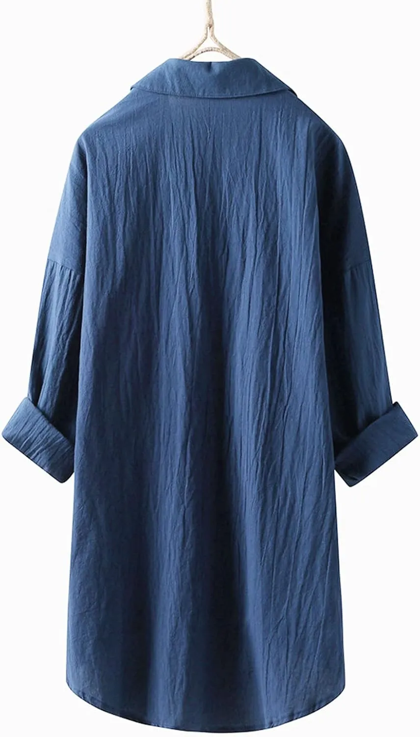Women Button Up Shirts Solid Long Sleeve Linen Summer Casual Office Blouse Tops Loose Tee Shirt