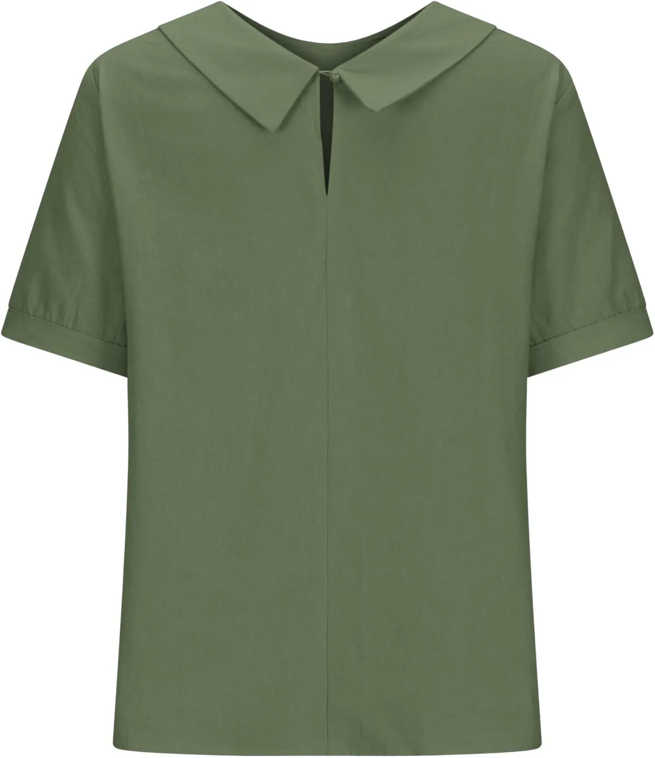 Women Cotton Linen Tops Summer Solid Collared Short Sleeve Shirt Casual Loose Tunic Tops Blouses 2024