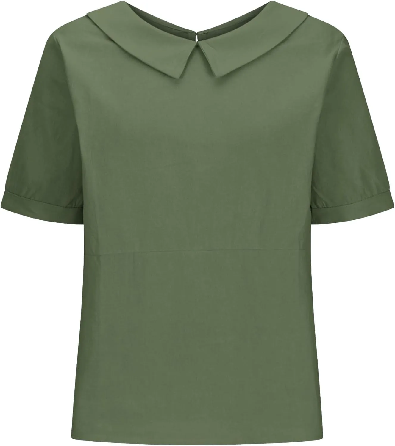 Women Cotton Linen Tops Summer Solid Collared Short Sleeve Shirt Casual Loose Tunic Tops Blouses 2024