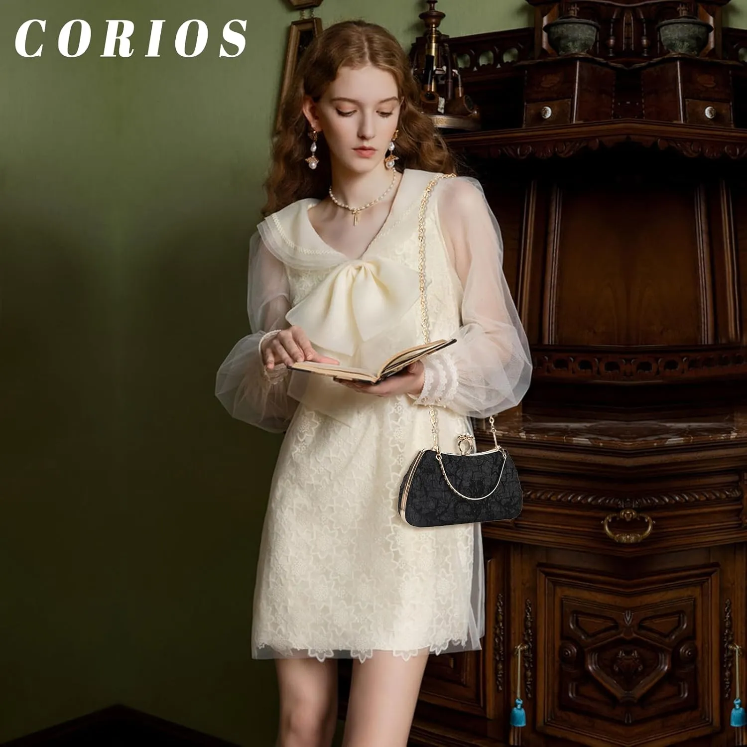 Women Evening Bag Pearl Clutch Bag Bridal Wedding Purse Beaded Handbag Shoulder Bag Elegant Crossbody Bag