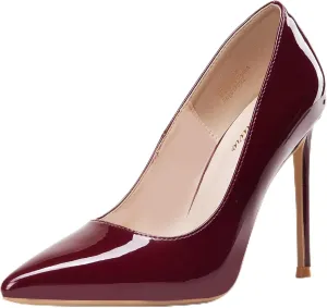 Women High Heels 4 inch Stiletto Pumps Sexy Pointed Toe Patent Leather Slip On High Heel Dress Evening Party Pump Shoes