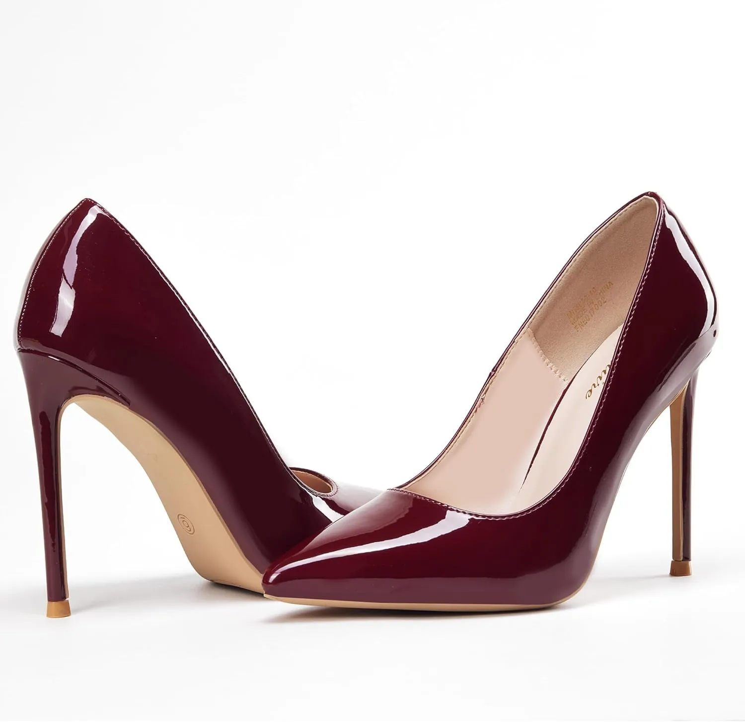 Women High Heels 4 inch Stiletto Pumps Sexy Pointed Toe Patent Leather Slip On High Heel Dress Evening Party Pump Shoes