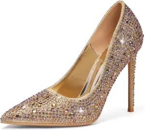 Women High Heels 4 inch Stiletto Pumps Sexy Pointed Toe Patent Leather Slip On High Heel Dress Evening Party Pump Shoes