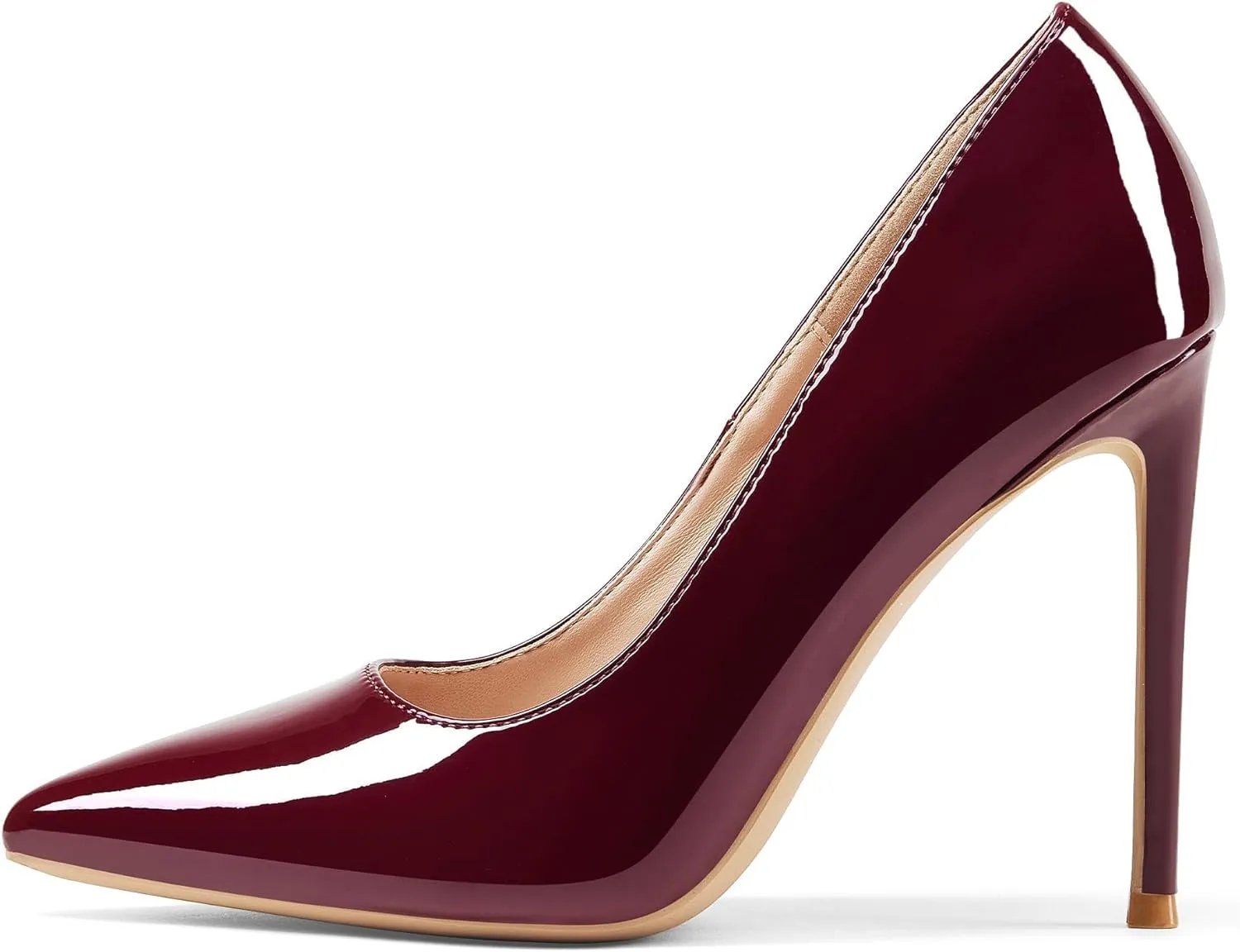 Women High Heels 4 inch Stiletto Pumps Sexy Pointed Toe Patent Leather Slip On High Heel Dress Evening Party Pump Shoes